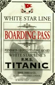 titanic boarding pass with ship
